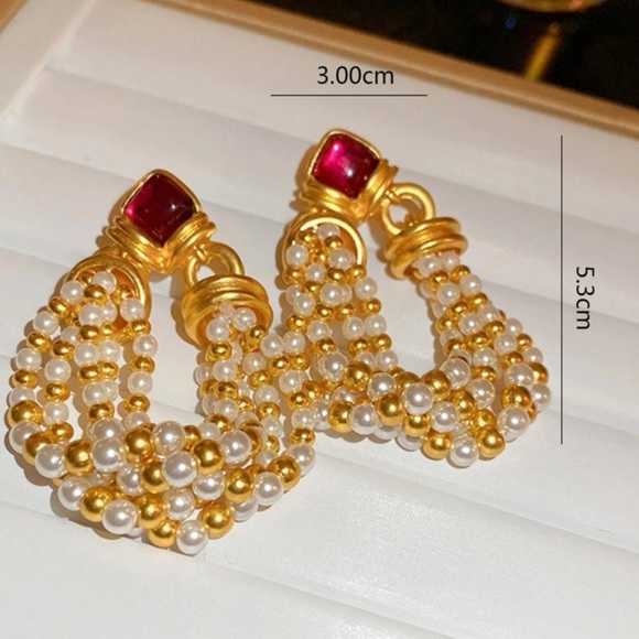 Vintage Medieval Style Pearl Beads Tassel Drop Earrings With S925 Silver Needle - Picture 4 of 16